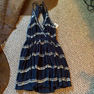 Free people black sequined open back mini dress